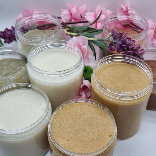 CPSR BBB Ingredients Emulsified Sugar or Salt Scrub with essential oils choice and flexi clay