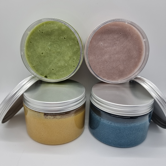 CPSR Emulsified Sugar or Salt Scrub with 6 essential oil variants and flexi clay